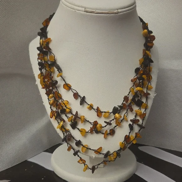 Amber Multi-Strand Necklace - Picture 1 of 5